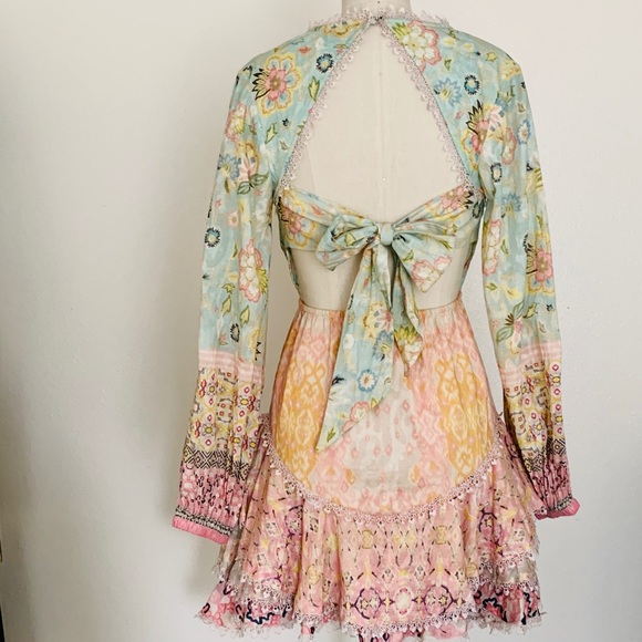 Hemant and Nandita mini dress in mint/peach - Picture 5 of 6